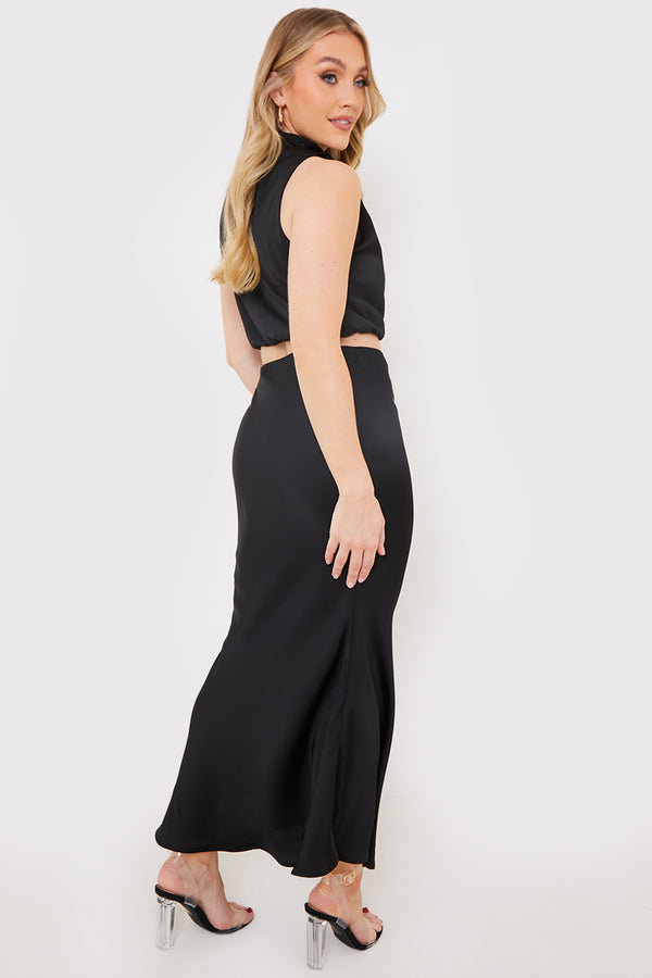 In The Style In The Style Satin Maxi Co Ord Skirt Black