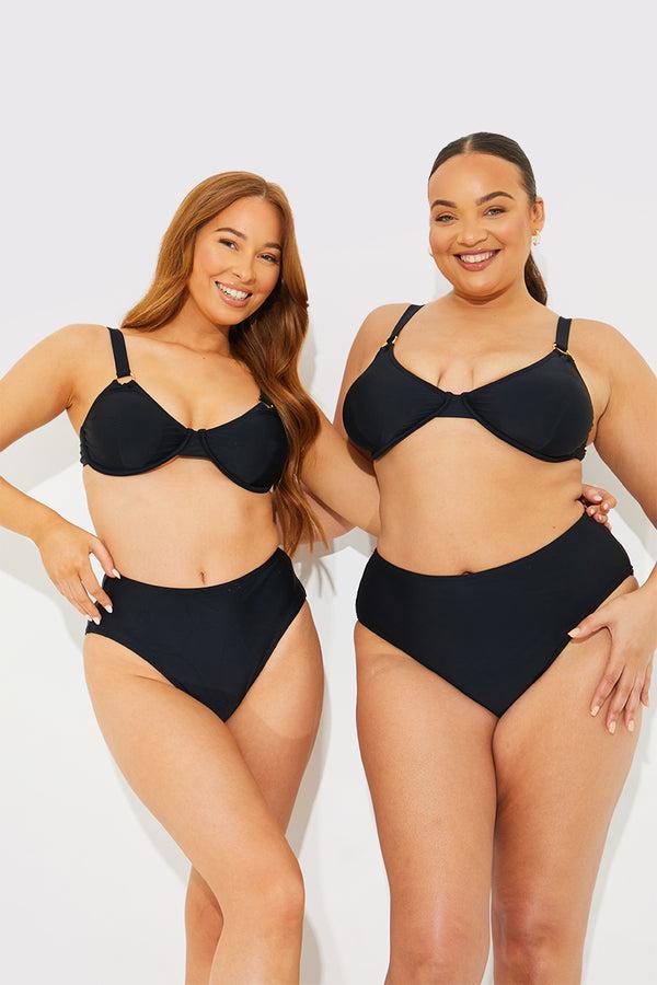 In The Style In The Style Sculpt Ring Detail Underwire Bikini Top Black