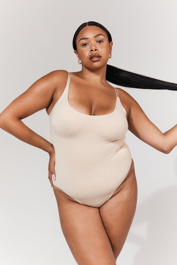 In The Style In The Style Seamless Strappy Snatched Shapewear Bodysuit Sand