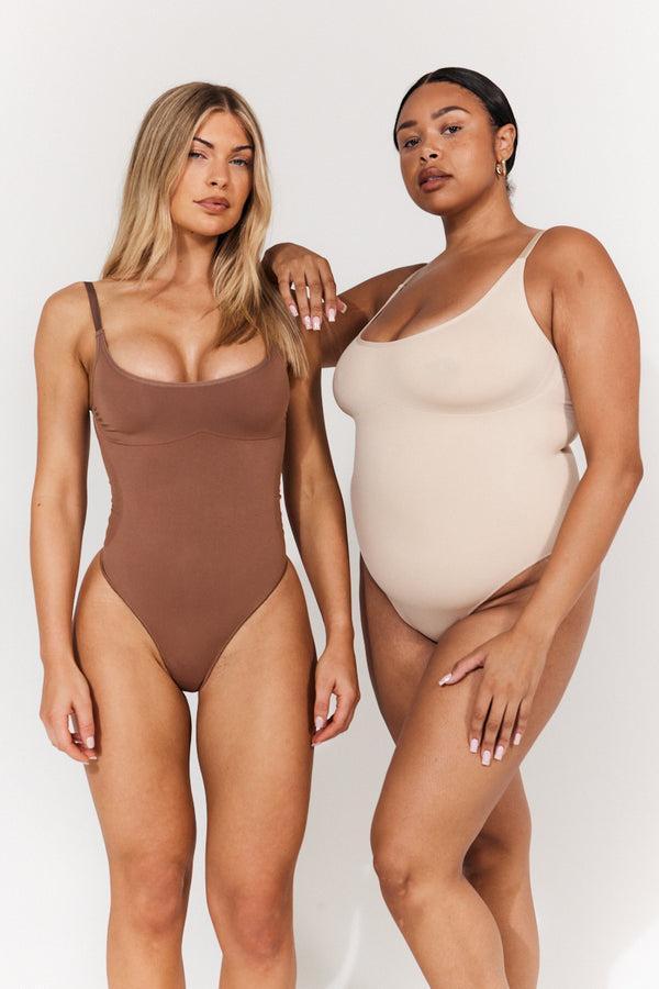 In The Style In The Style Seamless Strappy Snatched Shapewear Bodysuit Mocha
