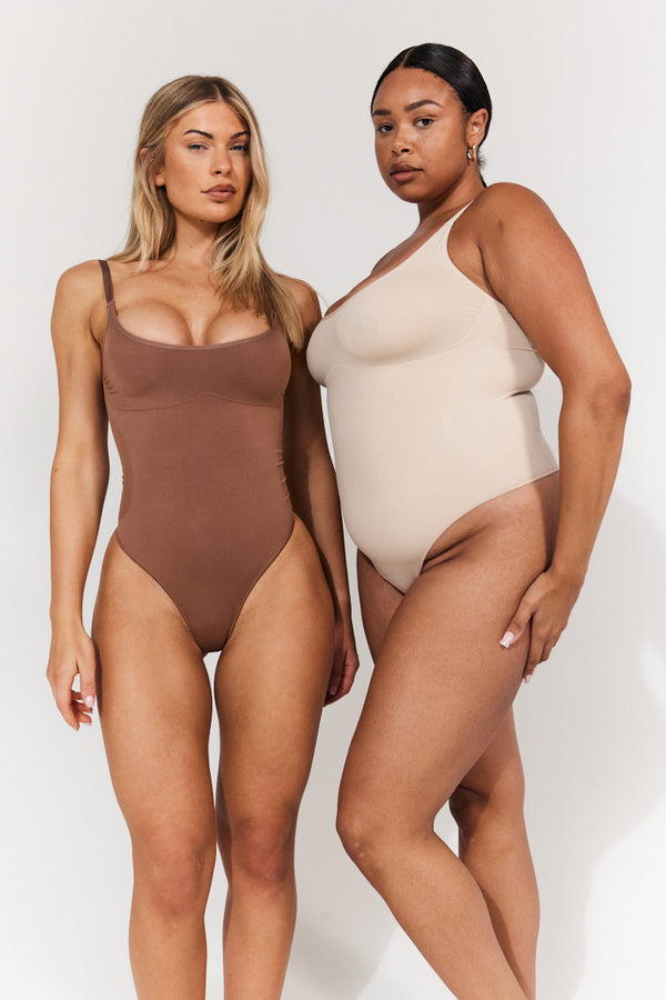 In The Style In The Style Seamless Strappy Snatched Shapewear Bodysuit Mocha