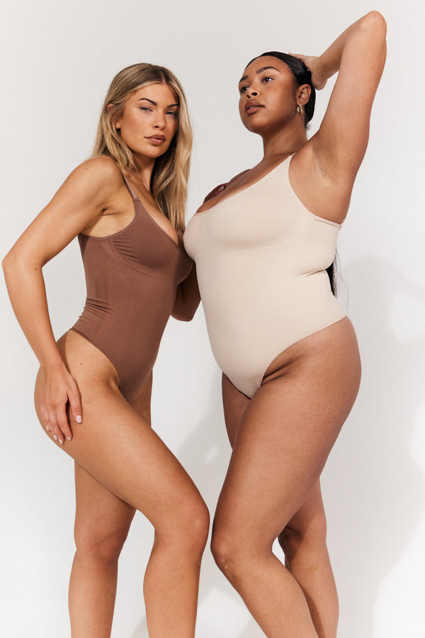 In The Style In The Style Seamless Strappy Snatched Shapewear Bodysuit Mocha