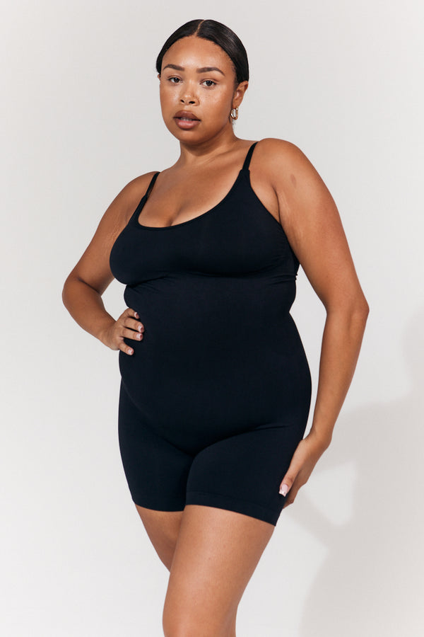 In The Style In The Style Seamless Strappy Snatched Shapewear Unitard Black