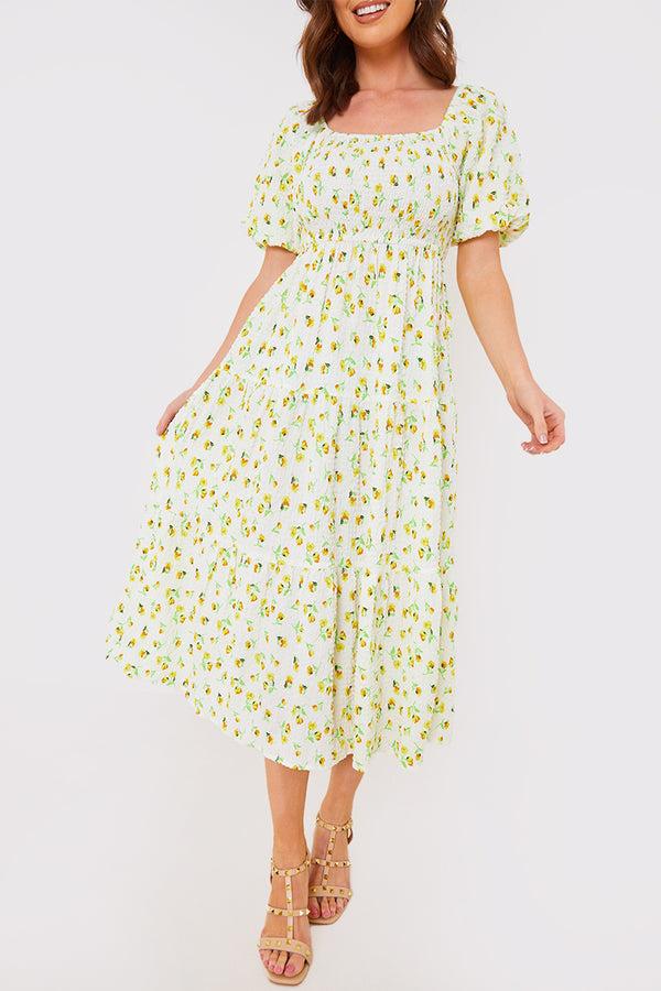 In The Style In The Style Seersucker Floral Milkmaid Midaxi Dress White