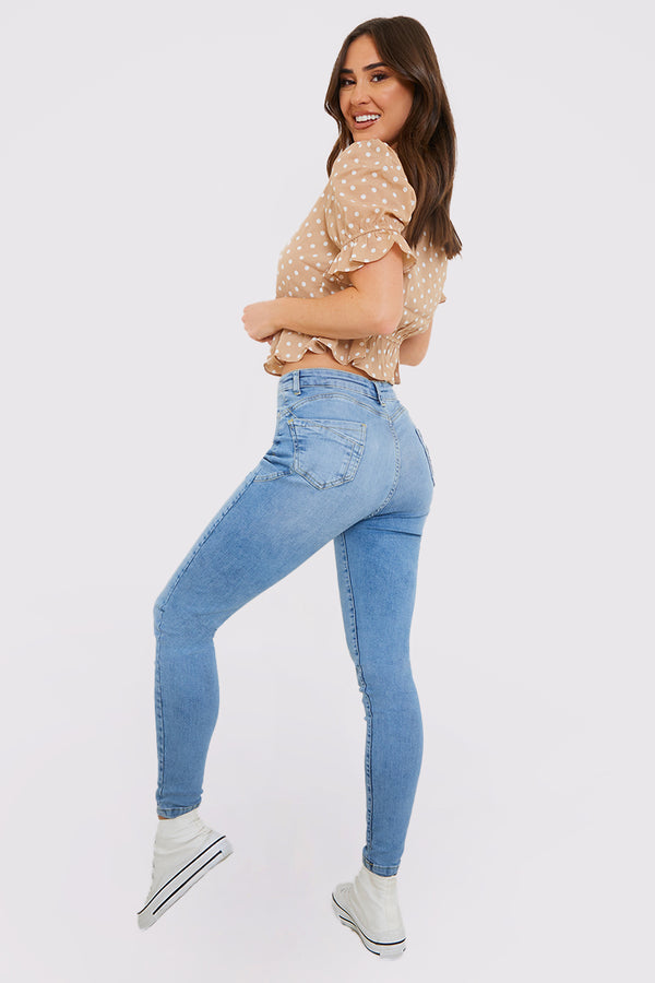 In The Style In The Style Shaper Stretch Jeans Light Blue