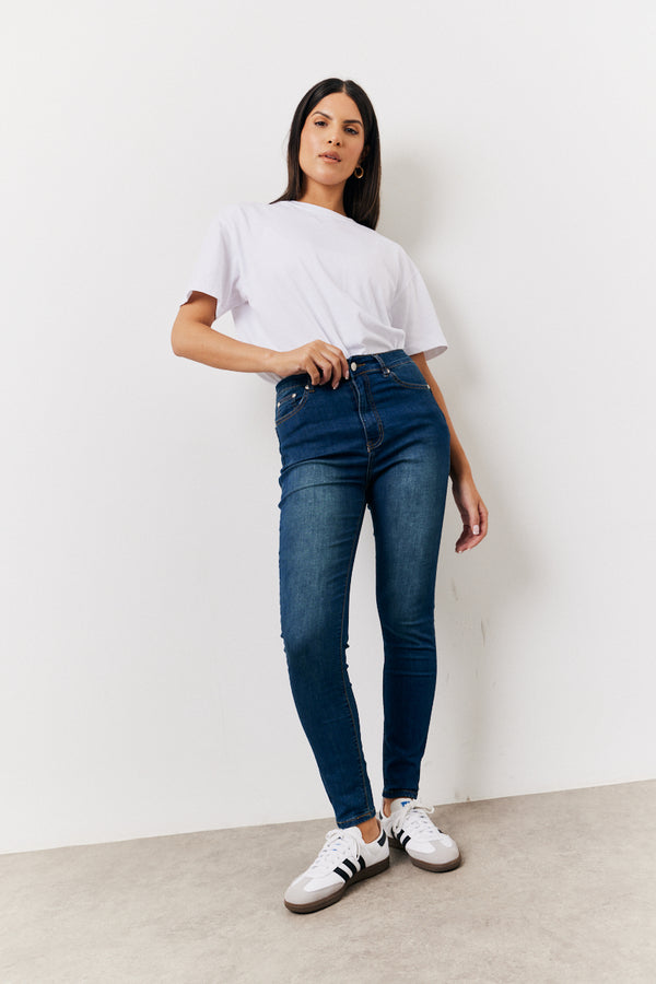 in the style In the Style Shaper Stretch Jeans Mid blue