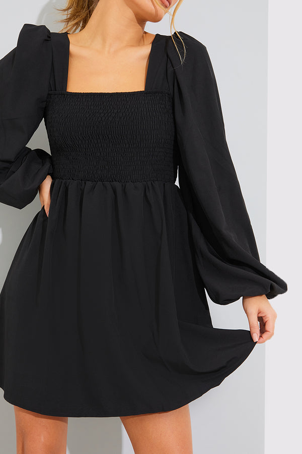 In The Style In The Style ShirBodice Long Sleeve Mini Dress Black