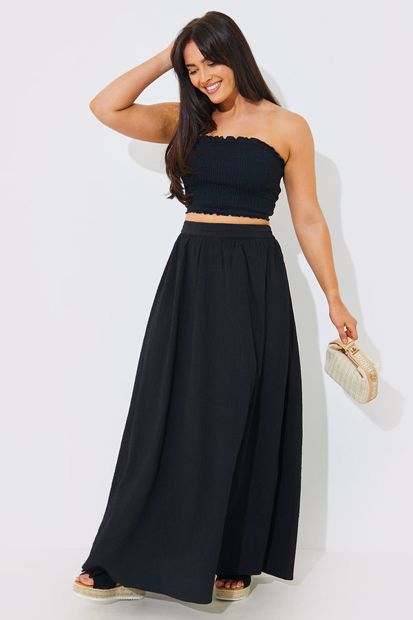 In The Style In The Style Shirred Bandeau Top Black