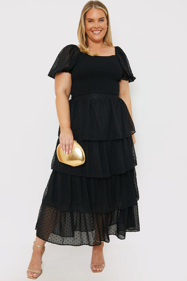 In The Style In The Style Shirred Bodice Dobby Co-Ord Crop Top Black