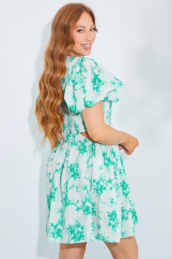 In The Style In The Style Shirred Bust Mini Dress Green