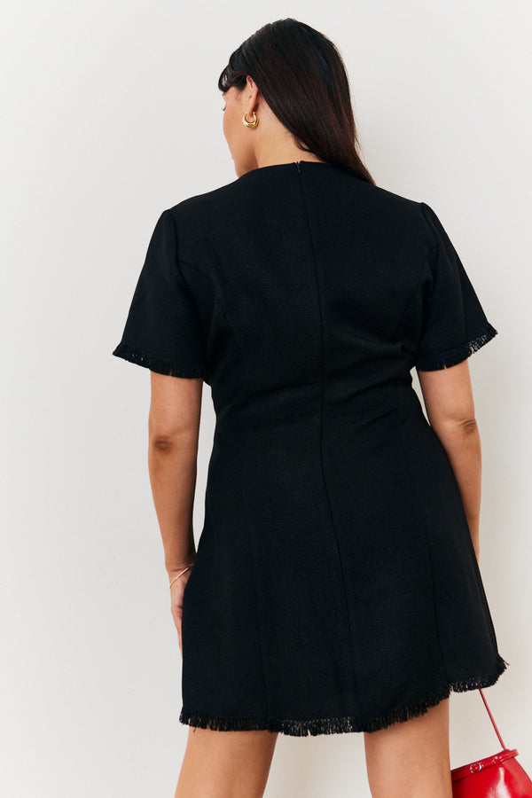 In The Style In The Style Short Sleeve Boucle Mini Dress Black