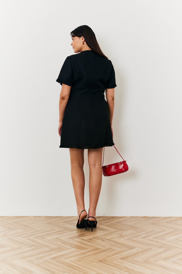 In The Style In The Style Short Sleeve Boucle Mini Dress Black
