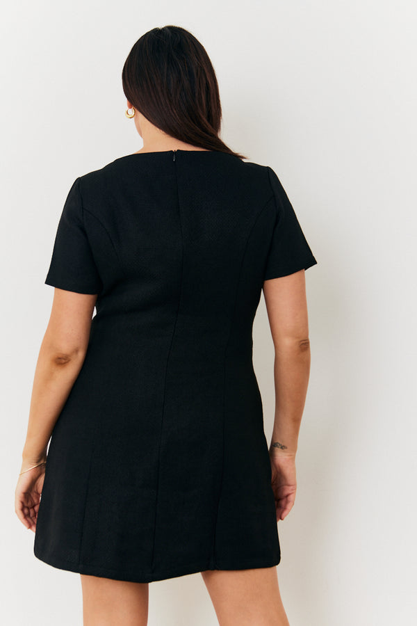 In The Style In The Style Short Sleeve Bow Mini Dress Black