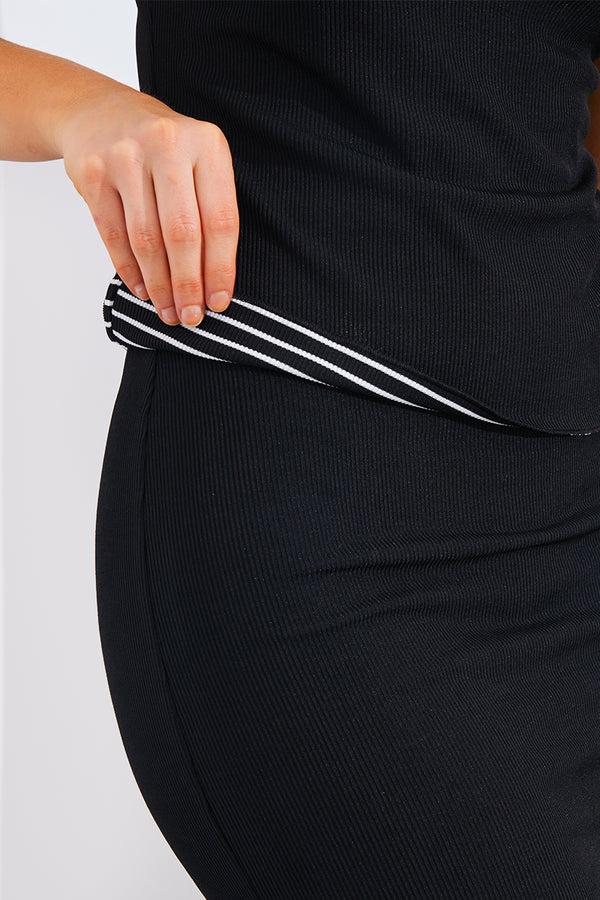 In The Style In The Style Short Sleeve Stripe Reversible Co-Ord Top Black
