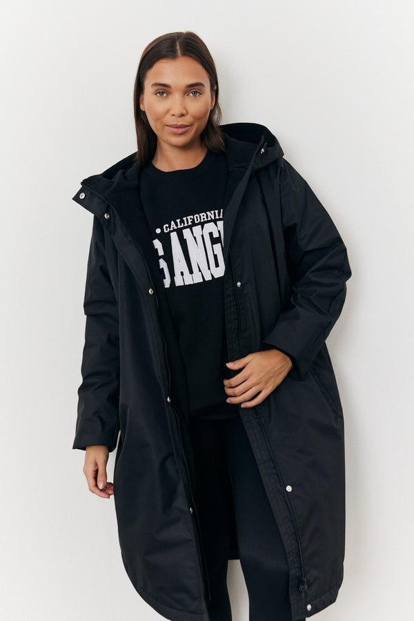 in the style In The Style Showerproof Borg Lined Coat Black