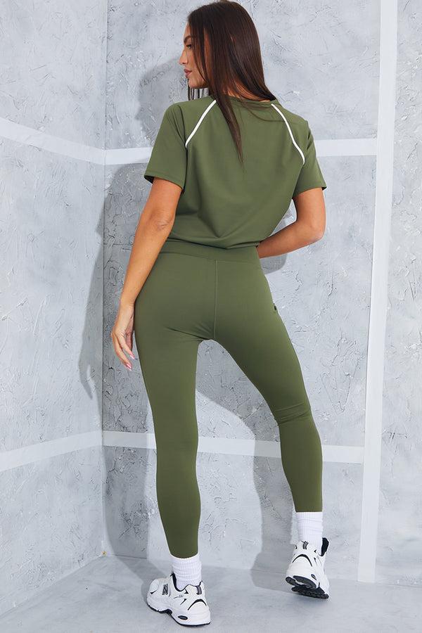 In The Style In The Style Side Pocket Gym Leggings Khaki