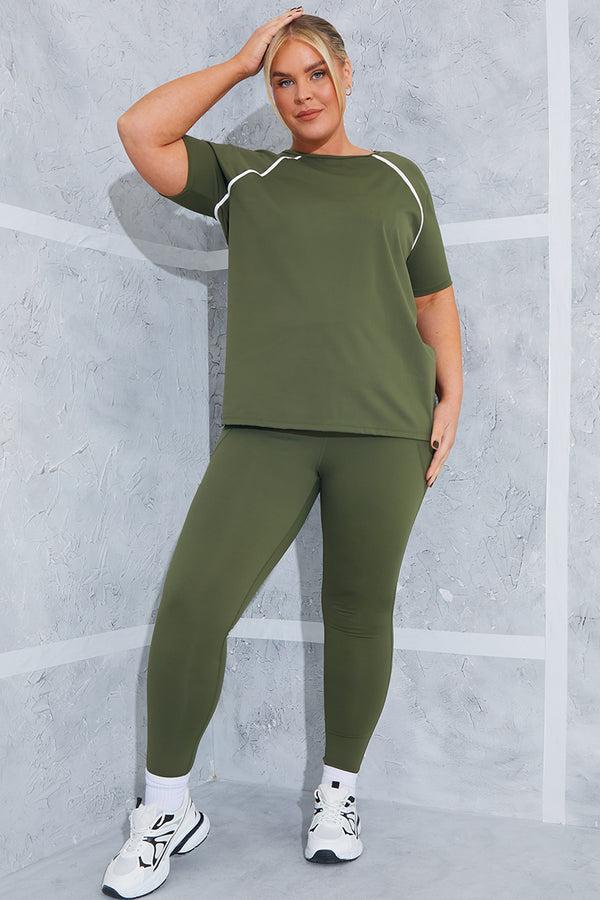 In The Style In The Style Side Pocket Gym Leggings Khaki