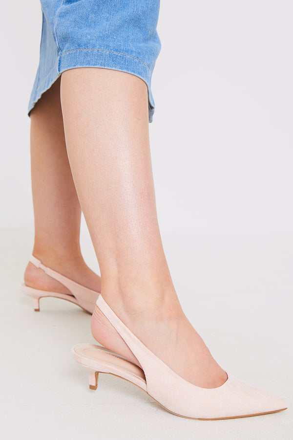 in the style In The Style Slingback Pointed Kitten Heels Pink