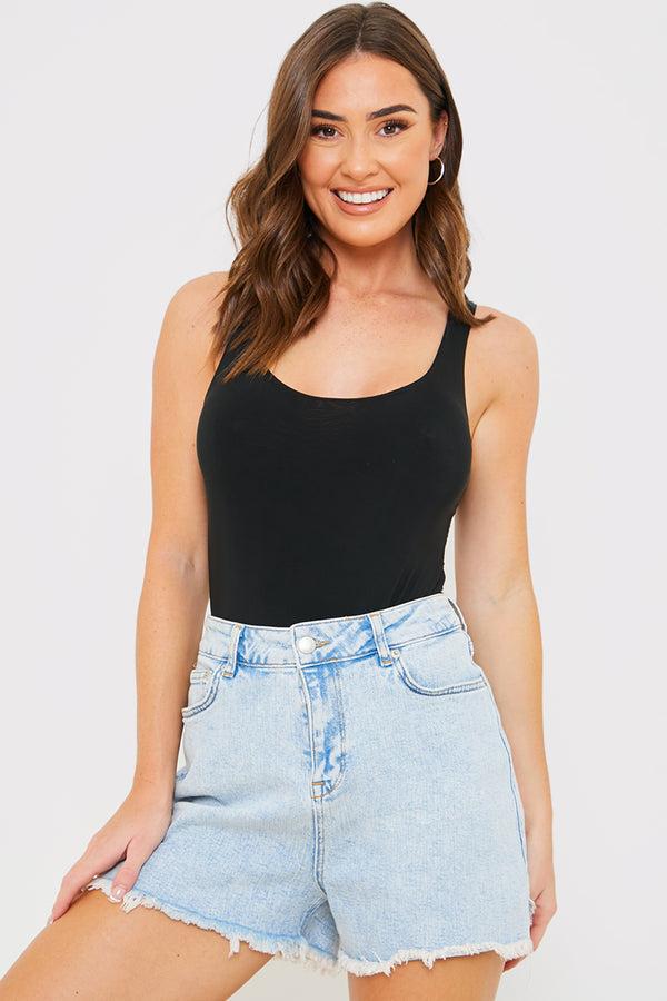 In The Style In The Style Slinky Scoop Neck Bodysuit Black