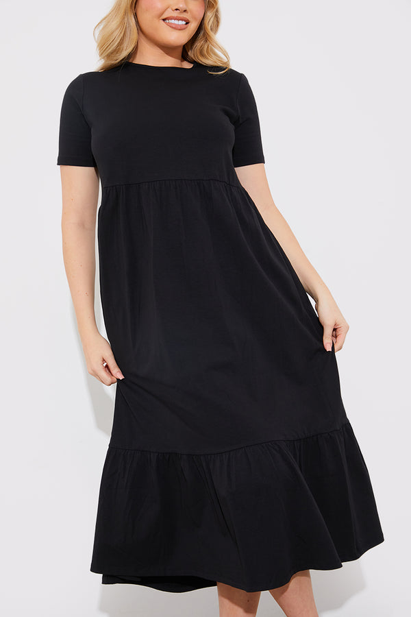 In The Style In The Style Smock Midaxi T-Shirt Dress Black