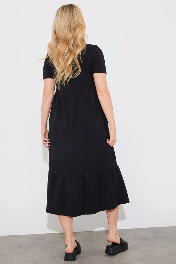 In The Style In The Style Smock Midaxi T-Shirt Dress Black