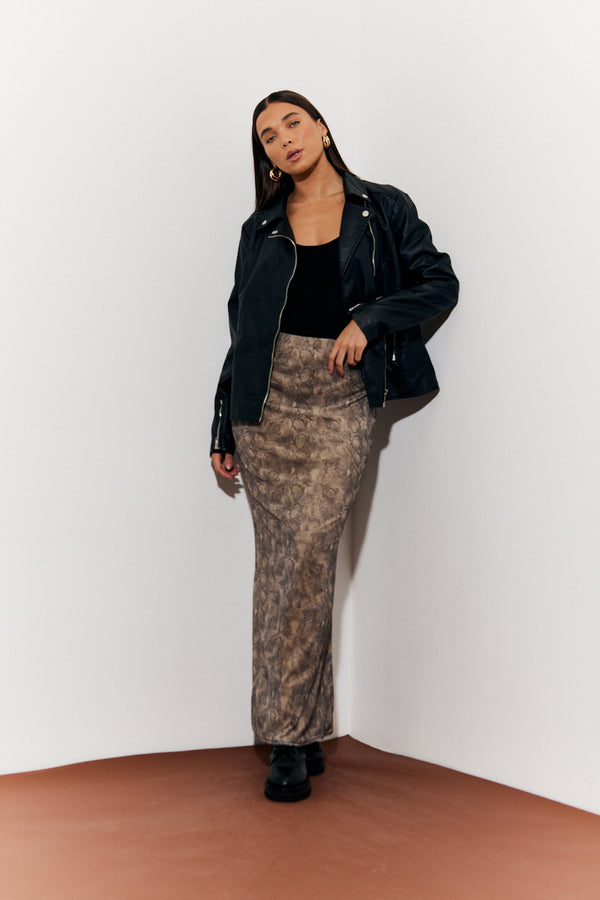 in the style In The Style Snake Skin Printed Mesh Skirt Multi