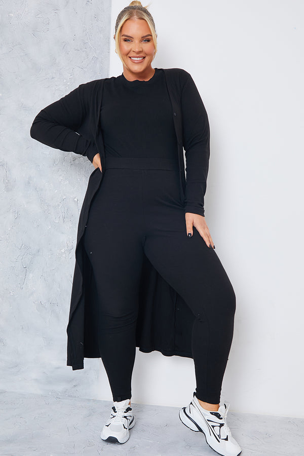 In The Style In The Style Soft Rib Longline Belted Cardigan Black