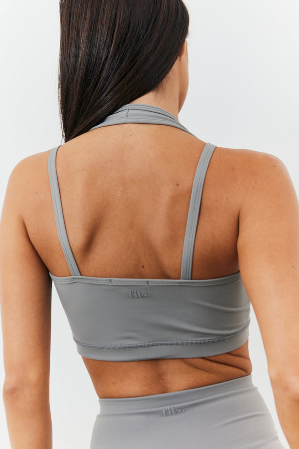 In The Style In The Style Soft Touch Medium Support Halter Neck Sports Bra Grey