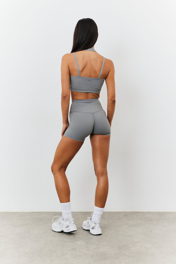 In The Style In The Style Soft Touch Medium Support Halter Neck Sports Bra Grey