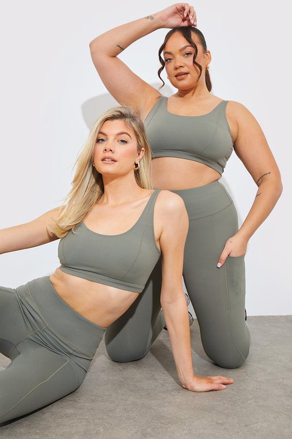 In The Style In The Style Soft Touch Medium Support Sports Bra Khaki