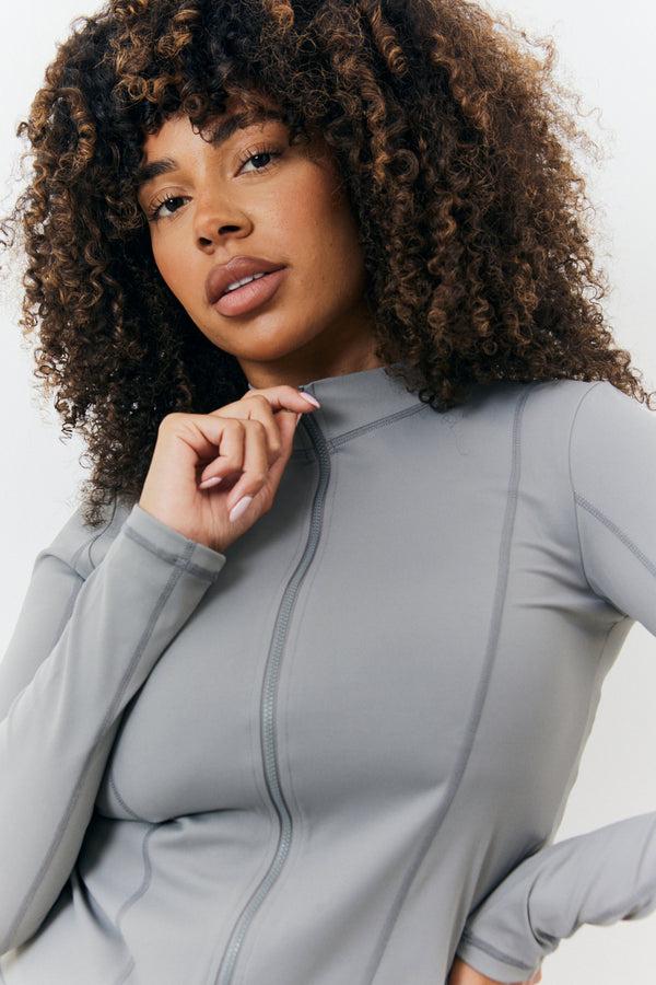 In The Style In The Style Soft Touch Seam Detail Zip Through Jacket Grey