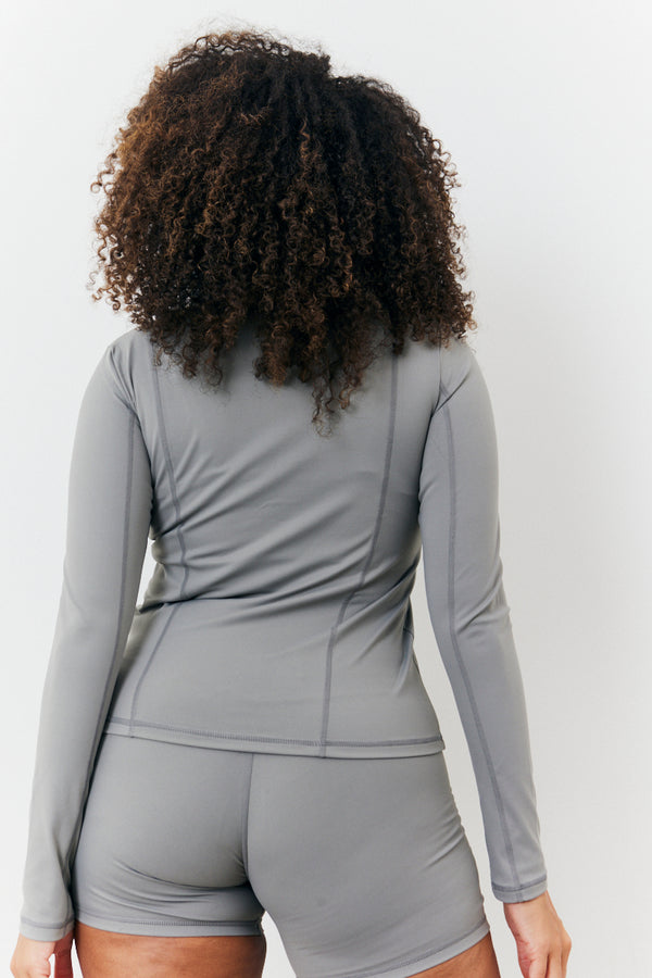 In The Style In The Style Soft Touch Seam Detail Zip Through Jacket Grey