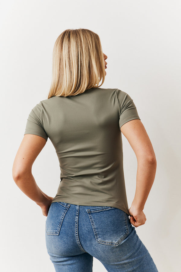 In The Style In The Style Soft Touch Short Sleeve Top Khaki
