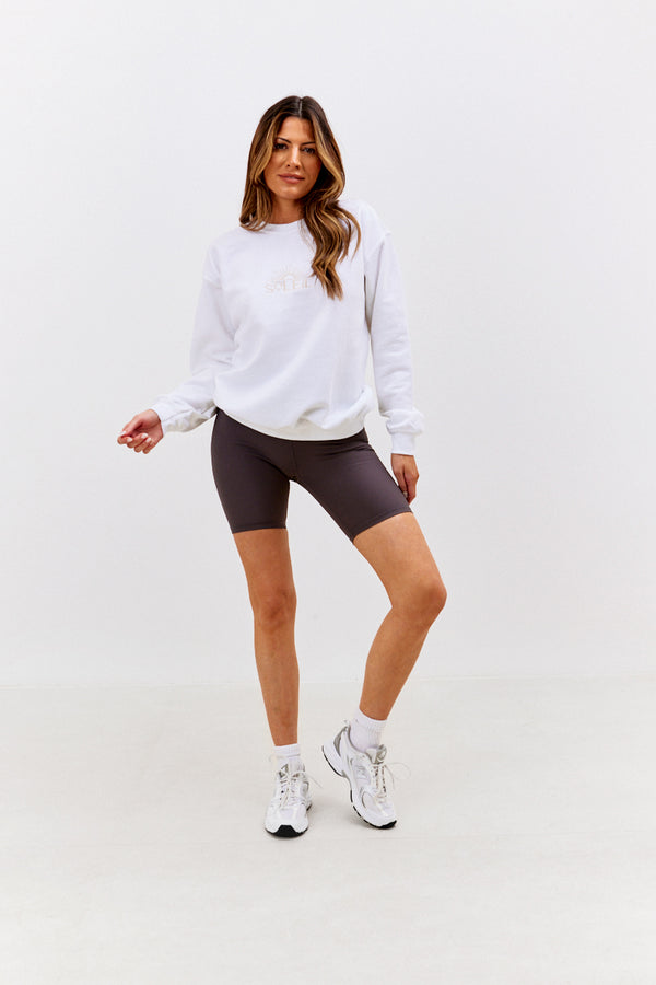 In The Style In The Style Soleil Graphic Crew Neck Jersey Sweatshirt White