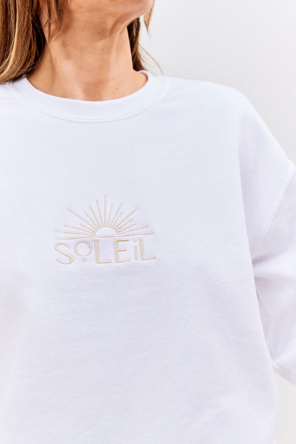In The Style In The Style Soleil Graphic Crew Neck Jersey Sweatshirt White