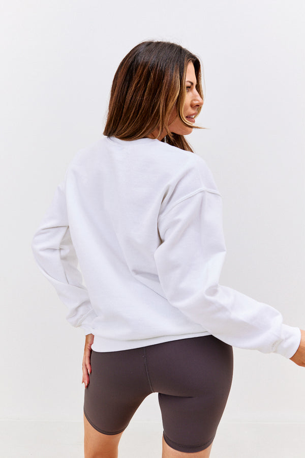 In The Style In The Style Soleil Graphic Crew Neck Jersey Sweatshirt White