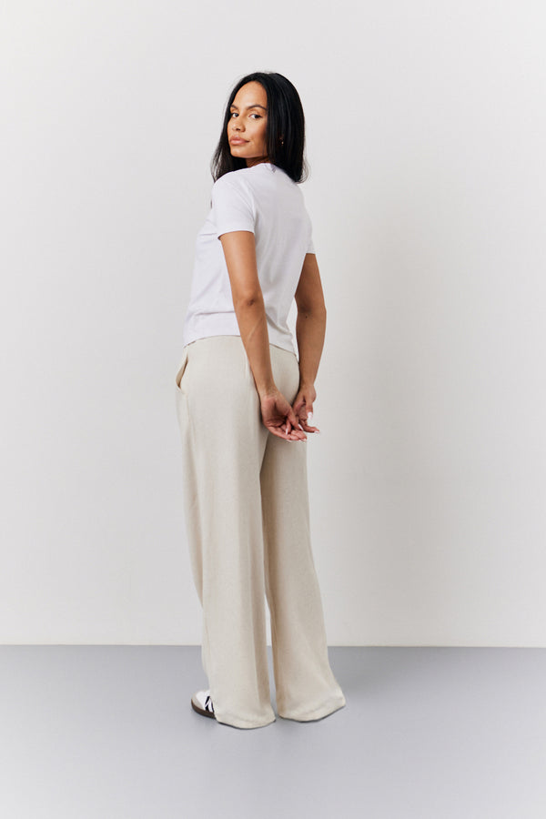 In The Style In The Style Stone Linen Blend Tailored Wide Leg Trouser Stone