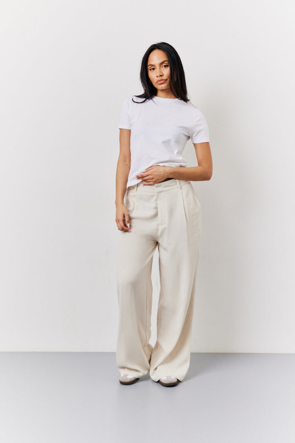 in the style In the Style Stone Linen Blend Tailored Wide Leg Trouser Stone
