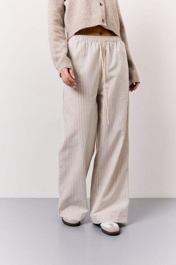 In The Style In The Style Stone Linen Look Stripe Trouser Stone