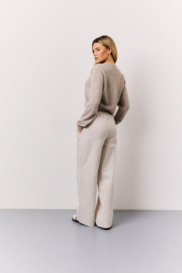 In The Style In The Style Stone Linen Look Stripe Trouser Stone