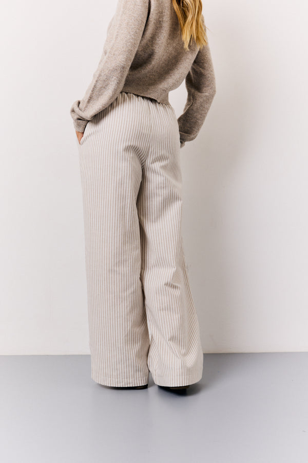 In The Style In The Style Stone Linen Look Stripe Trouser Stone