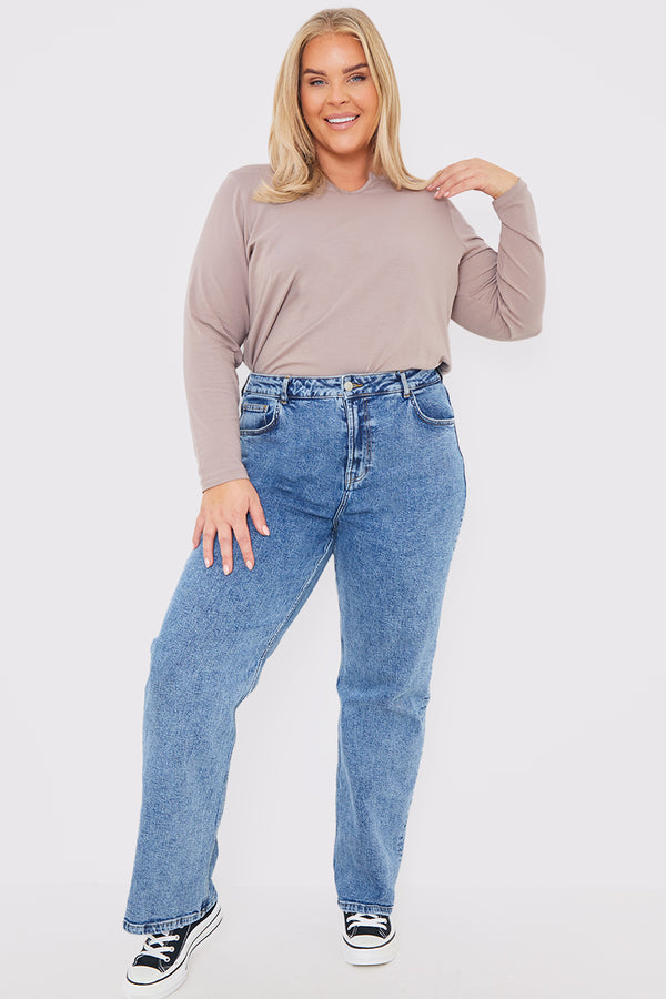 In The Style In The Style Stone Notch Long Sleeve Top Stone