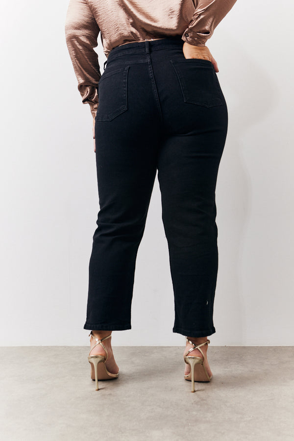 In The Style In The Style Straight Leg High Rise Ankle Grazer Jeans Black