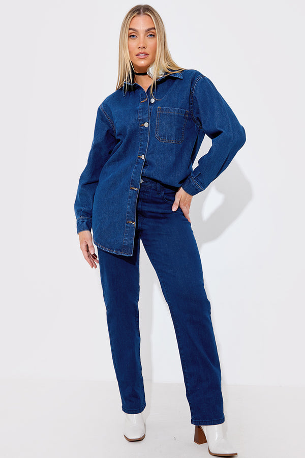 in the style In The Style Straight Leg Jeans Indigo