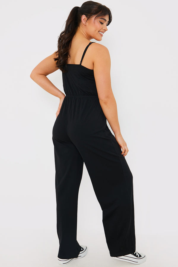 In The Style In The Style Strappy Wide Leg Jumpsuit Black