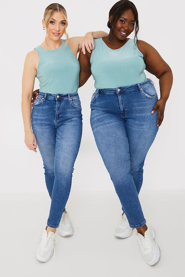 in the style In The Style Stretch High Waist Skinny Jeans Blue