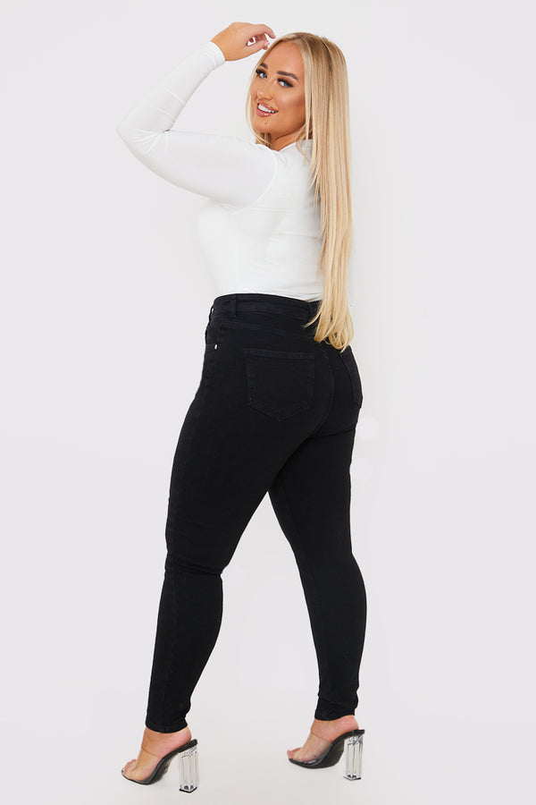 In The Style In The Style Stretch High Waisted Skinny Jeans Black