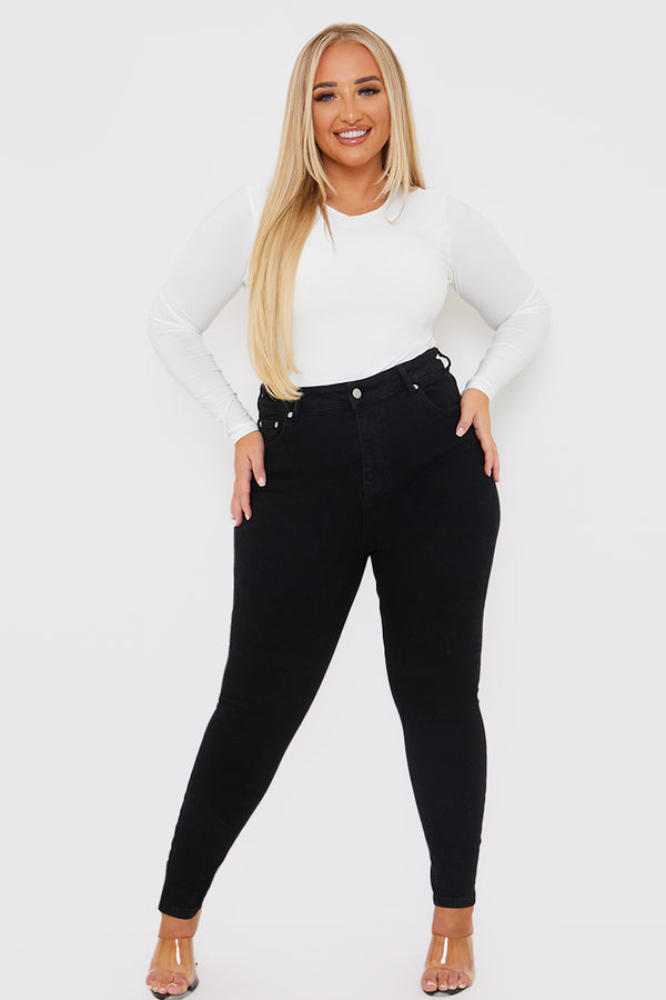 in the style In The Style Stretch High Waisted Skinny Jeans Black