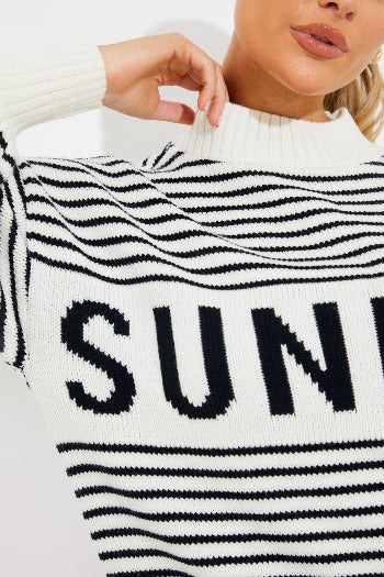 In The Style In The Style Stripe Sunday Knit Jumper White