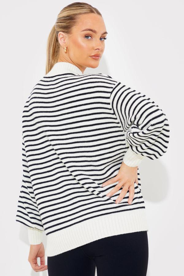 In The Style In The Style Stripe Sunday Knit Jumper White